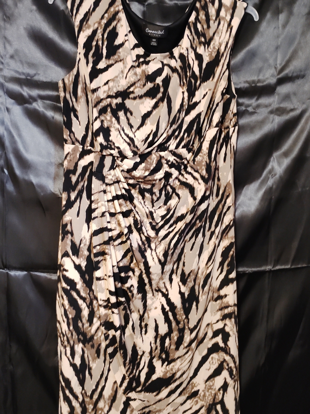 Black and Tan Dress with side rushing